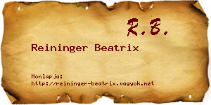 Reininger Beatrix névjegykártya